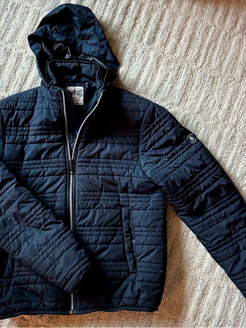 Original Penguin Men’s Navy Hooded Quilted Puffer Jacket Size Small